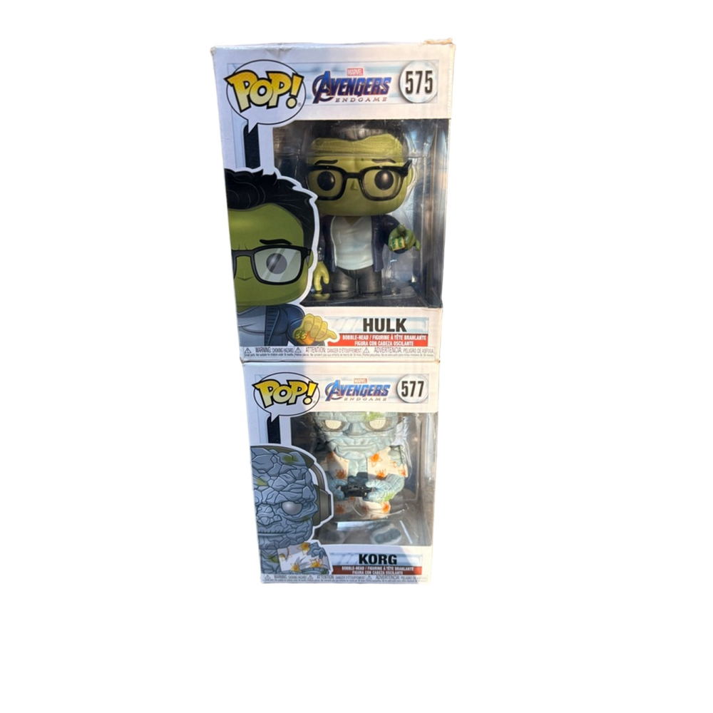 Funko Pop! Marvel Avengers End Game Hulk #575 & Korg Action #577 Figures Vaulted